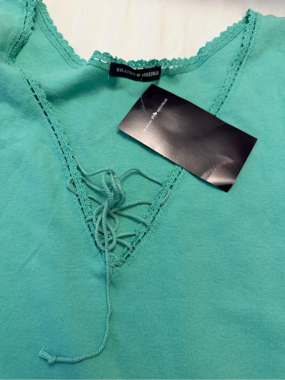 Brandy Melville Teal Talia V Neck Top